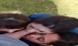 Three girls suck a guy's dick in different places